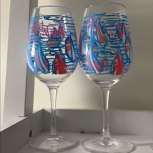 Lily Pulitzer acrylic Nautical wine glasses